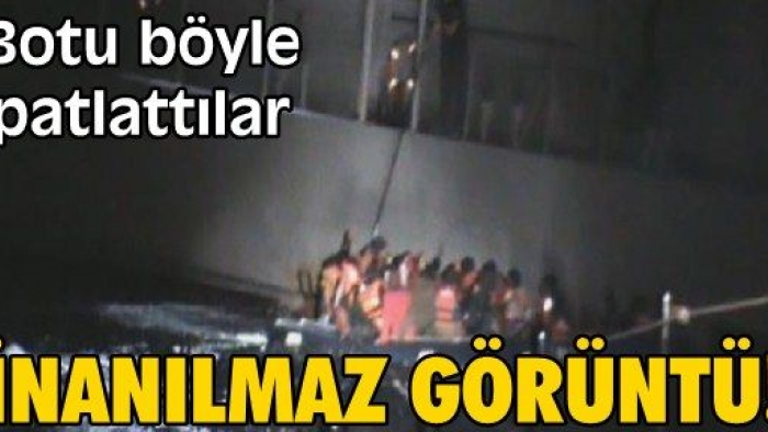 Yunan sahil güvenliğin mülteci botunu patlattığı an