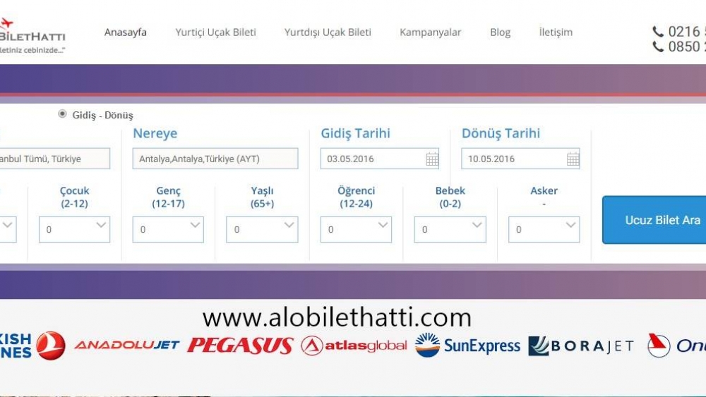 Alo Bilet Hattı Sitesinde Anadolujet Uçak Bileti Kampanyaları