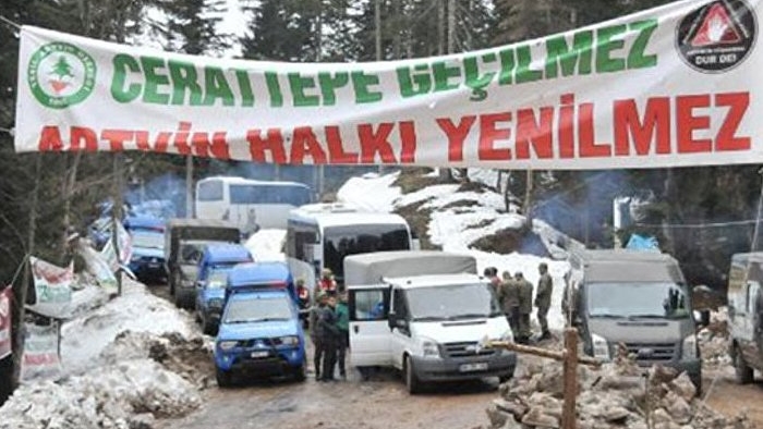 Cerattepe'de polis ve jandarma eşliğinde inşaat başladı